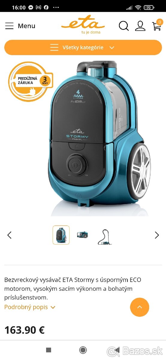 Vysávač ETA stormy animal cyclone systém - 12