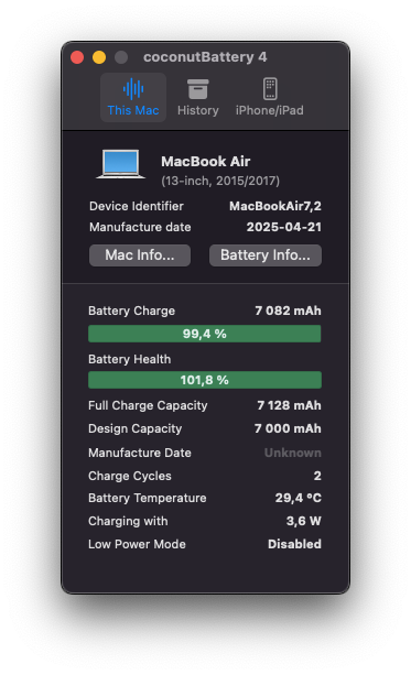 MacBook Air (13-inch, 2015) /Intel Core i5/4GB RAM/128GB SSD - 12