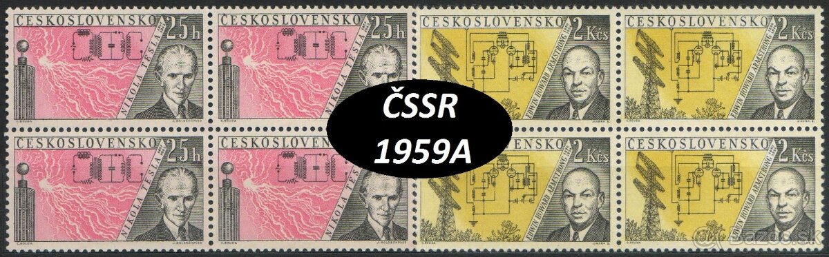 Poštové známky, filatelia: ČSSR 1945-58, čisté štvorbloky - 12