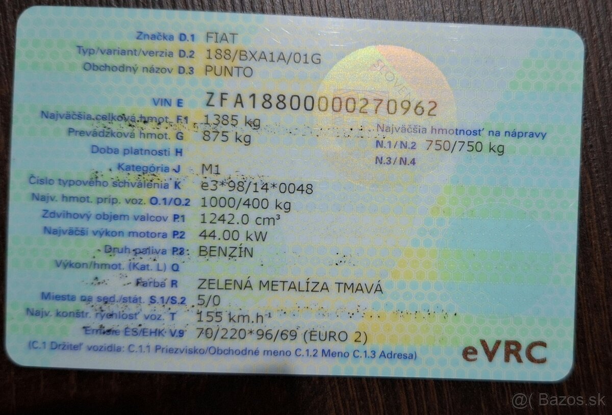 Predám Fiat Punto 1.2 - 12