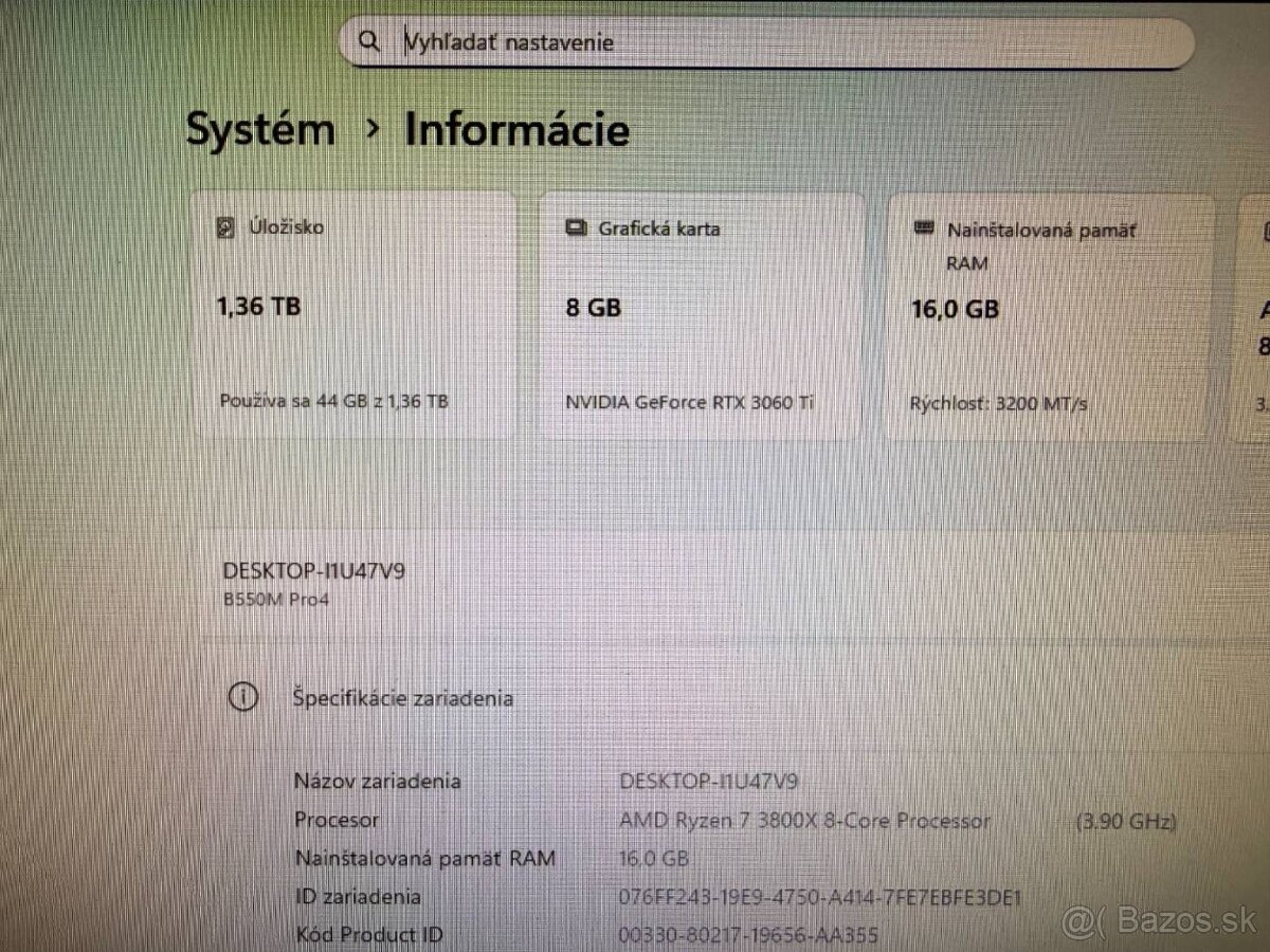 Herný počítač Ryzen 7 3800X / RTX 3060 Ti / 16GB / 500GB SSD - 12