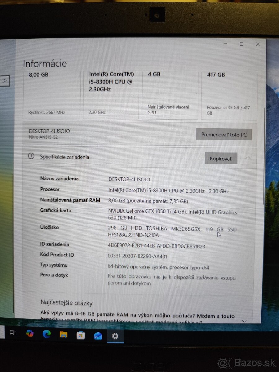 Herný notebook Acer Nitro 5 AN515-52 - 12