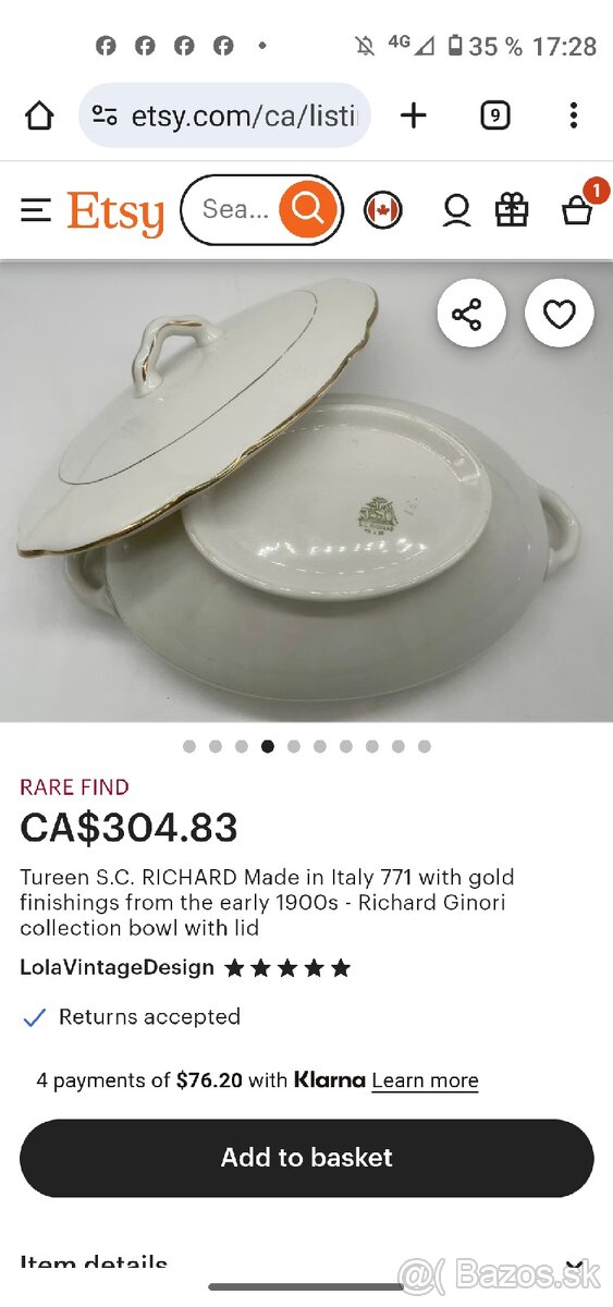 Talianska starožitna obedova súprava - 12