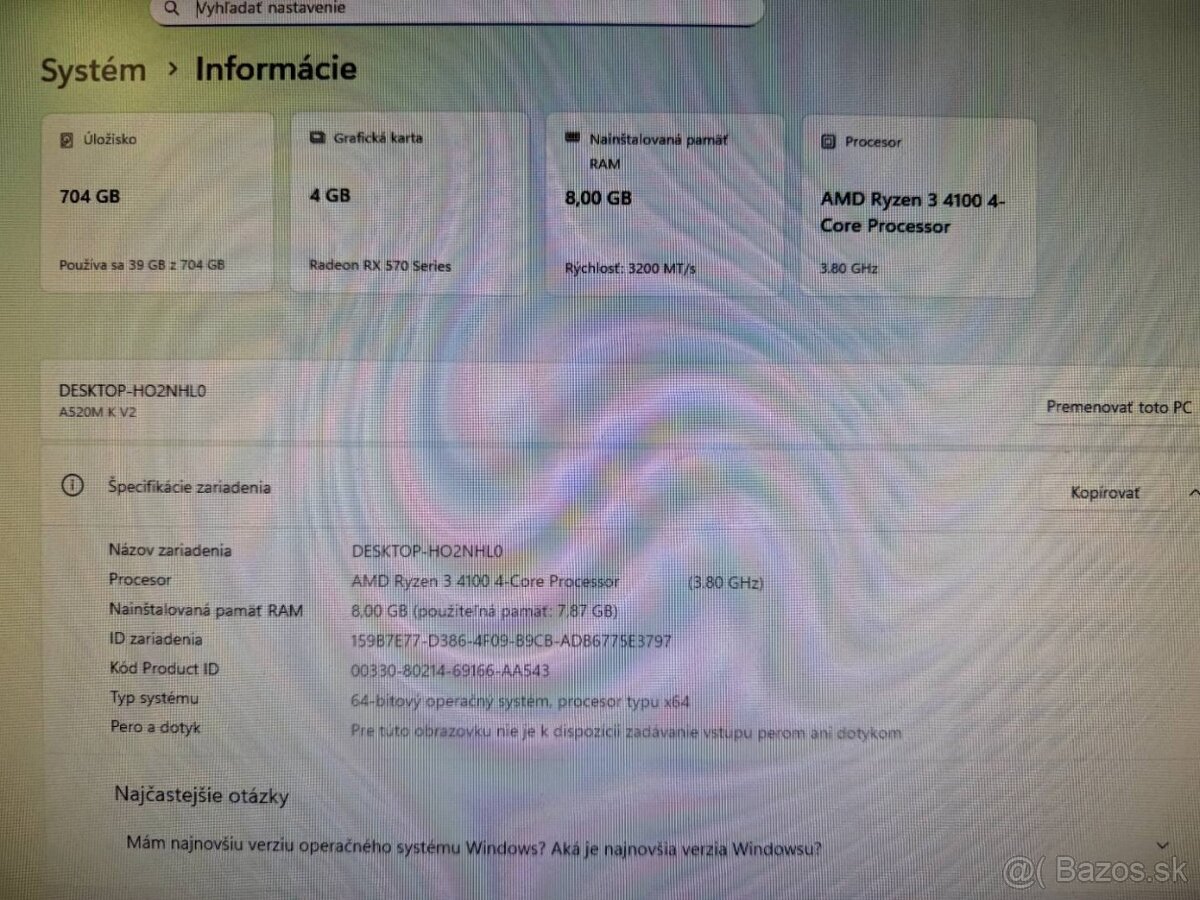 Herný počítač Ryzen 3 4100 / 8 GB / RX 570 4 GB / 250gb SSD - 12