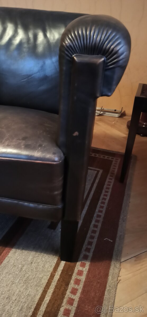 Luxusná trendová stará kožená sedačka + 2 kreslá - 12