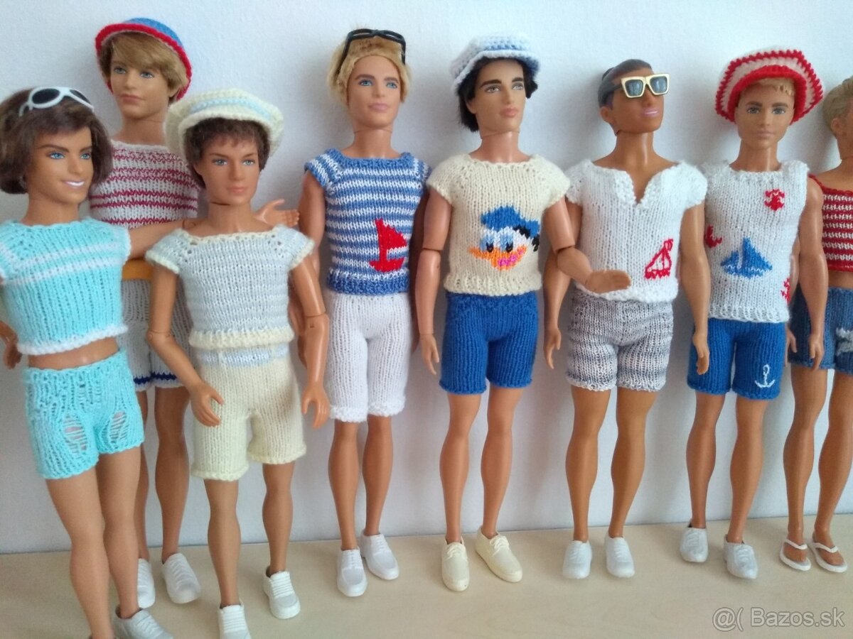 Námornícke letné šaty na bábiky barbie ken RH klobúky čiapky - 12