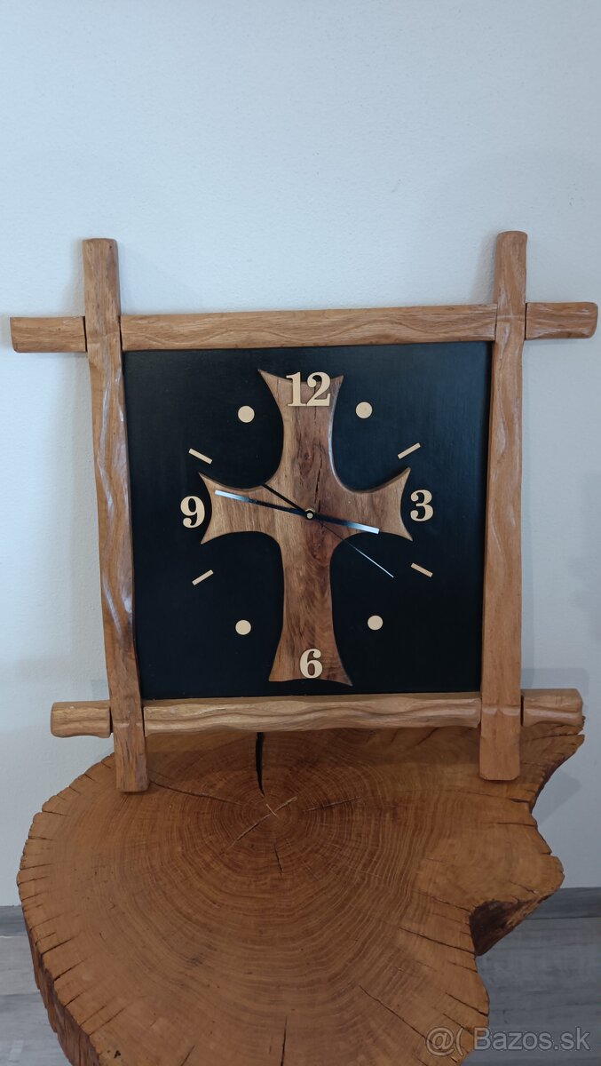 Drevo Dub Orech Nástenné hodiny - 12