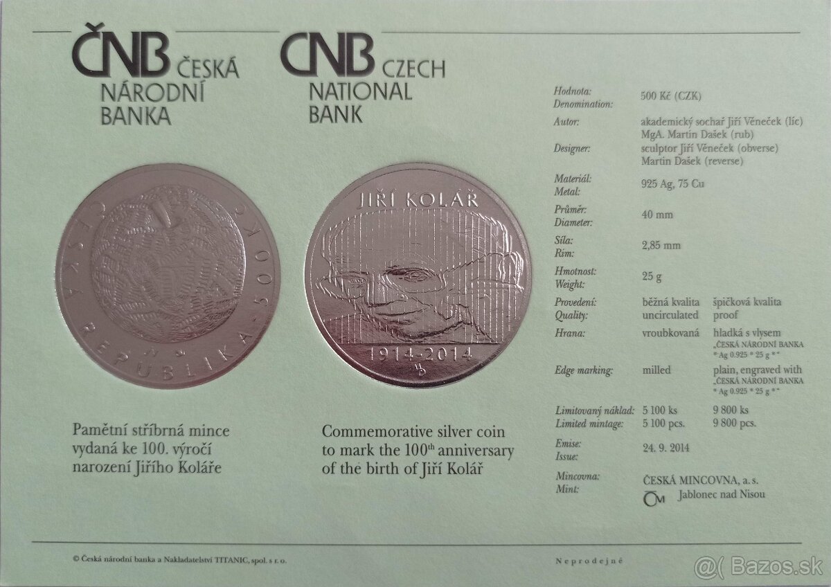 500 korún - PROOF / BK - ČNB - striebro - 12