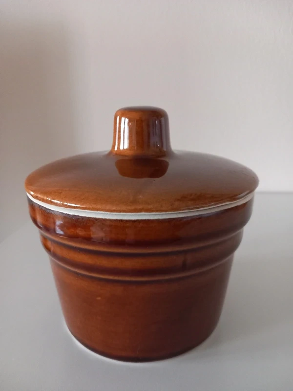 Stará kameninová dóza s vrchnákom 11,5x11,5 cm - 12