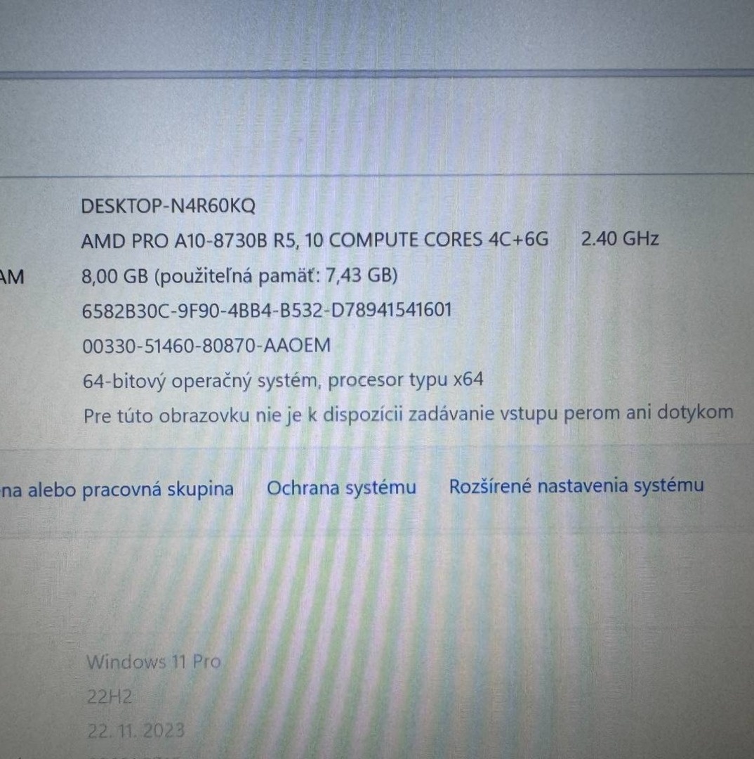 Notebook 14" HP.AMD PRO A10-8730B 4x2,40GHz.8gb ram.256gSSD - 12