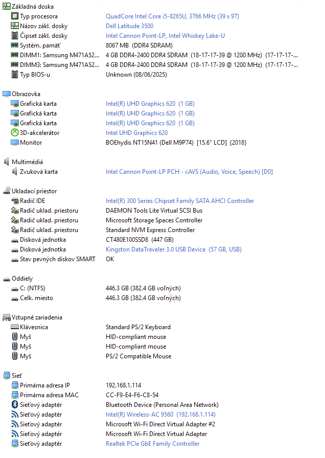 Notebook DELL Latitude 3500 - i5 / SSD / nová batéria - 12