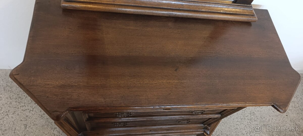 Starožitná komoda + zrcadlo, nábytek z masívu - 12