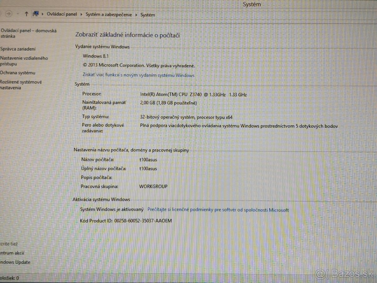 ✅ Predám notebook Asus Transformer Book T100TA - 12
