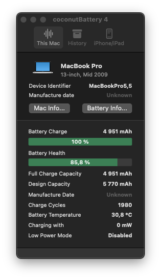 MacBook Pro (13-inch, 2009) /Core 2 Duo/4GB RAM/256GB SSD - 12