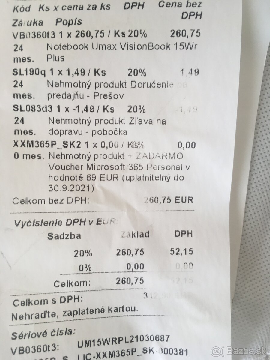 Predam ultrabook UMAX Visionbook 15Wr Plus. - 12