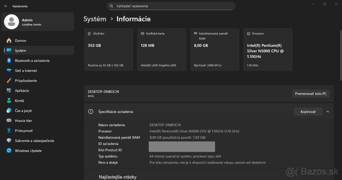 Lenovo V130-15IGM / Intel N5000/ 8GB RAM/HD/SSD+HDD/Bat ok - 12