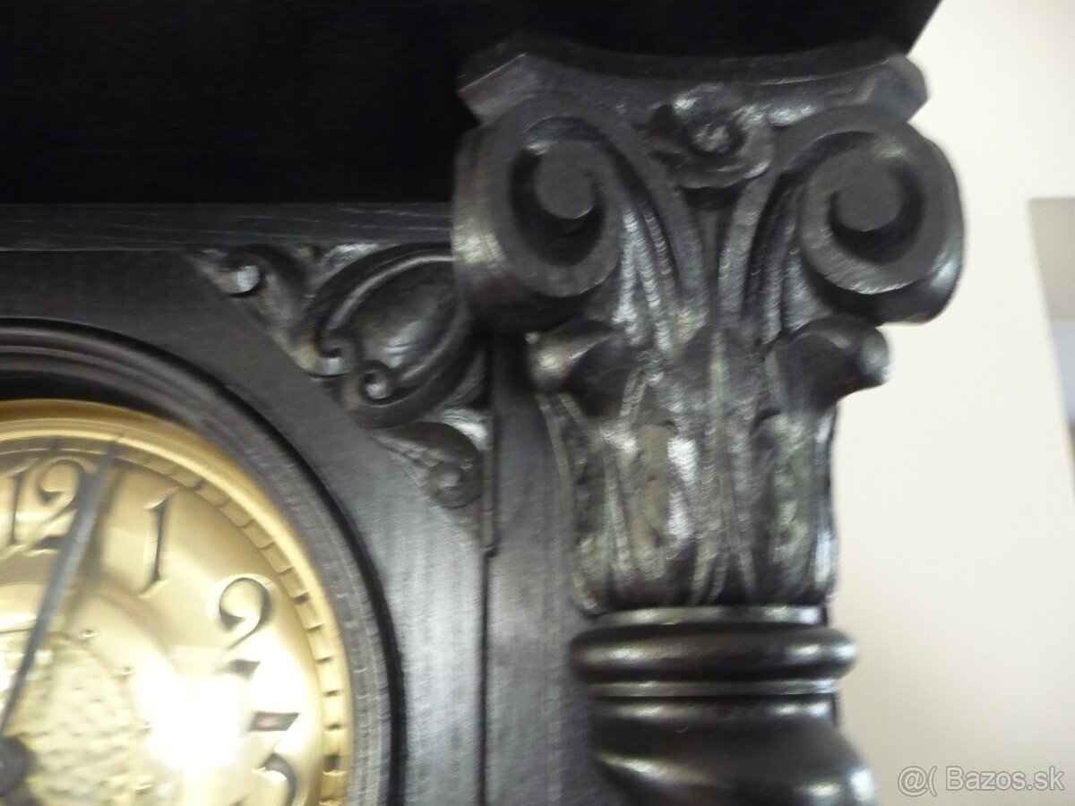 Vyrezávané drevené starožitné podlahové barokové hodiny - 12