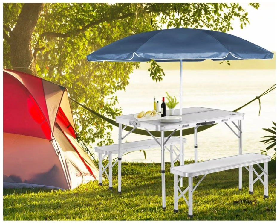 Skladaci kempingový set - 3 farby - zloženie do kufríka - 12