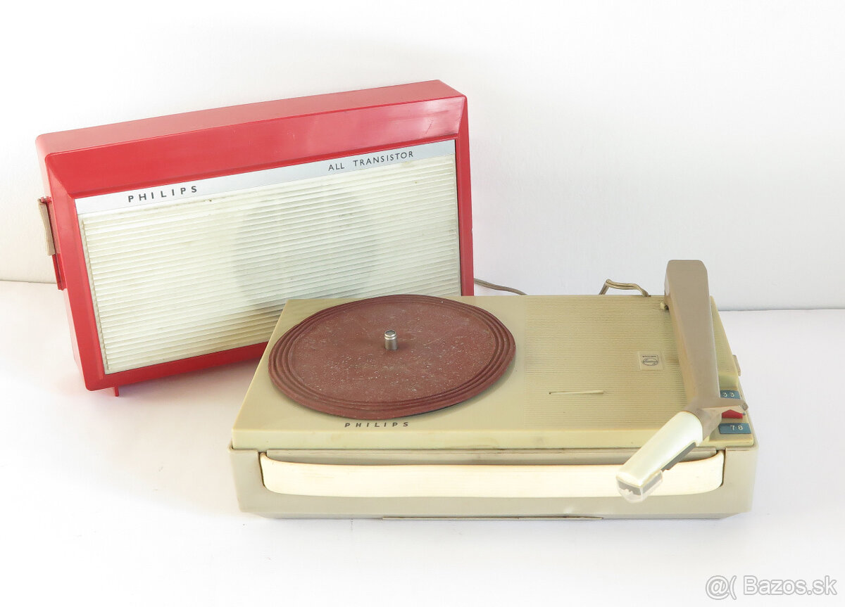 Retro malý prenosný gramofón PHILIPS - 12
