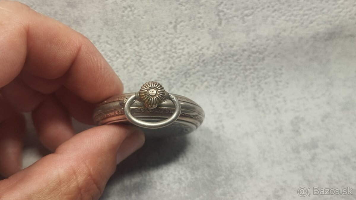 Starožitné pánské stříbrné zdobné kapesní tzv. štýrské hodin - 12