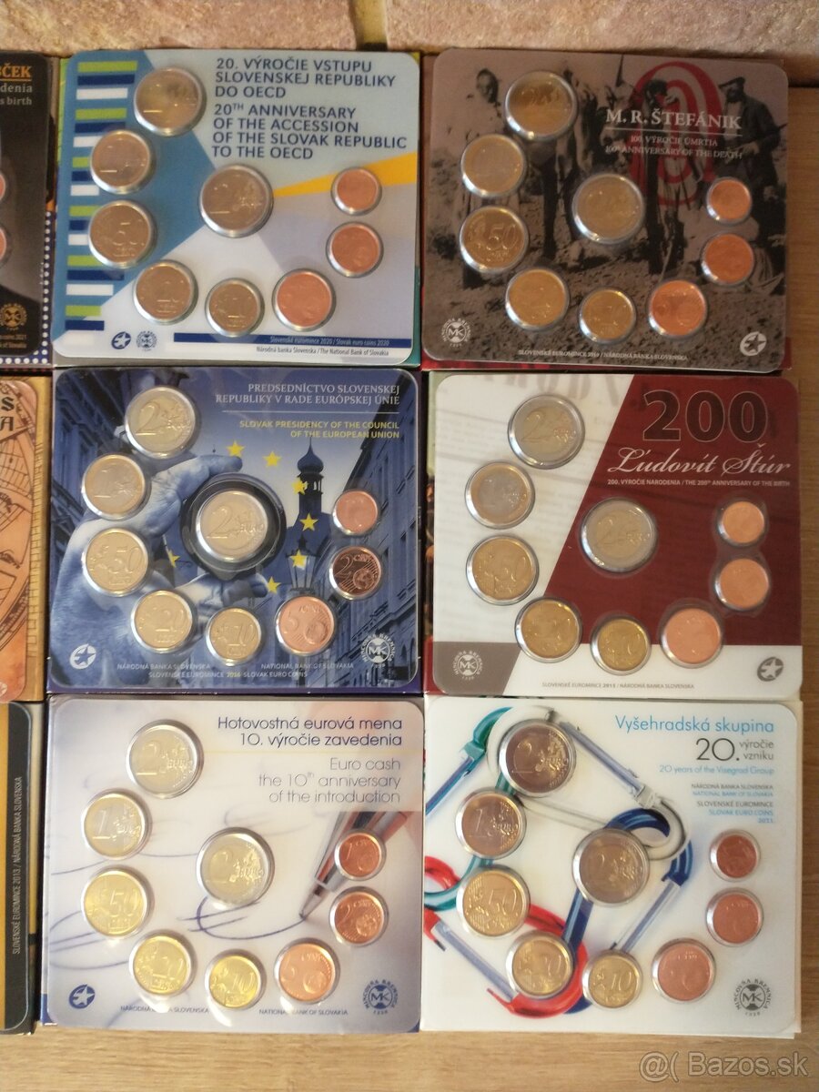 pamätné mince, coincards, mincové kartičky, sady mincí SK - 12