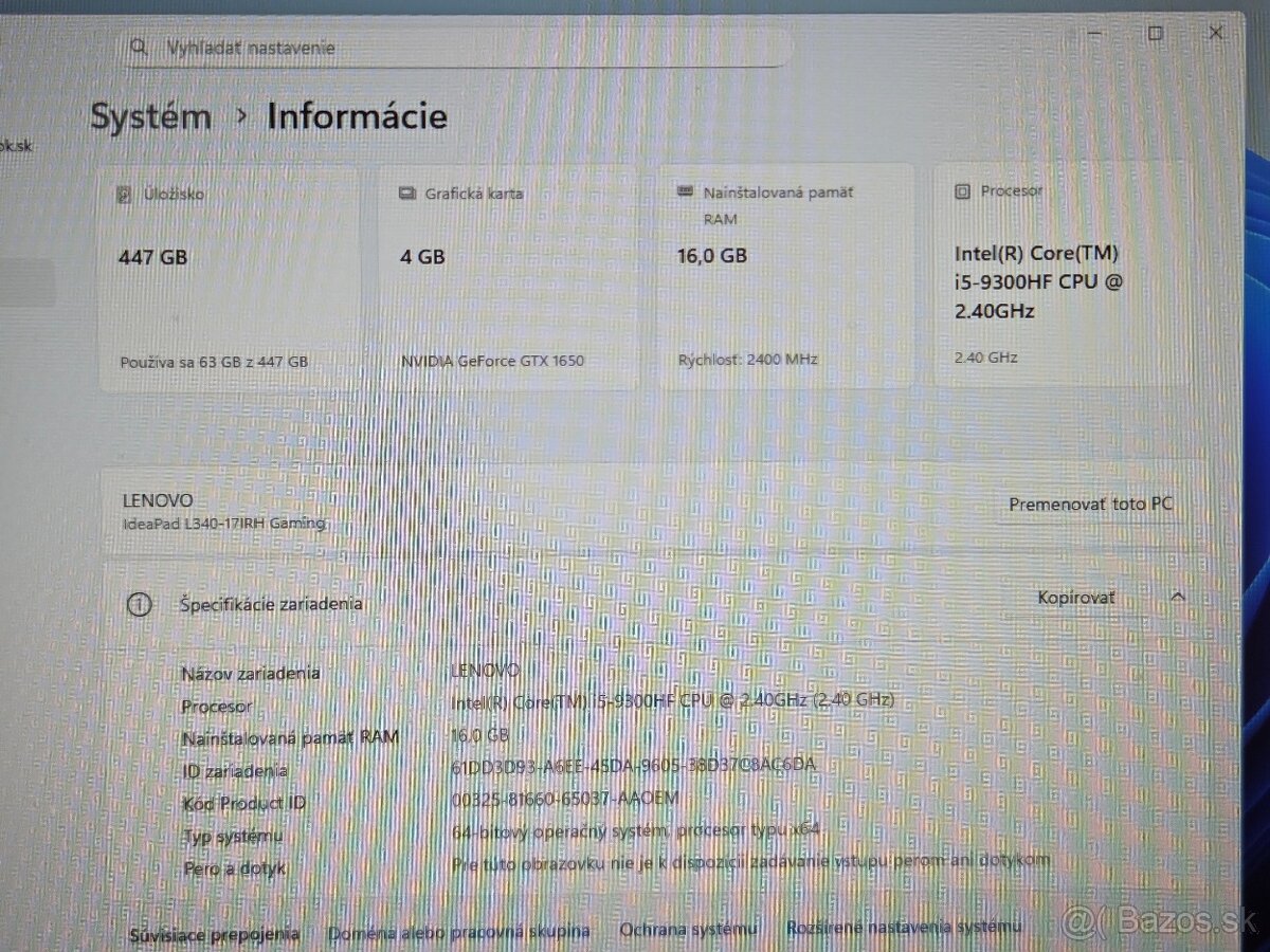 LENOVO Ideapad - 17", NVIDIA 4GB, 16GB RAM, INTEL i5, WIN11 - 12