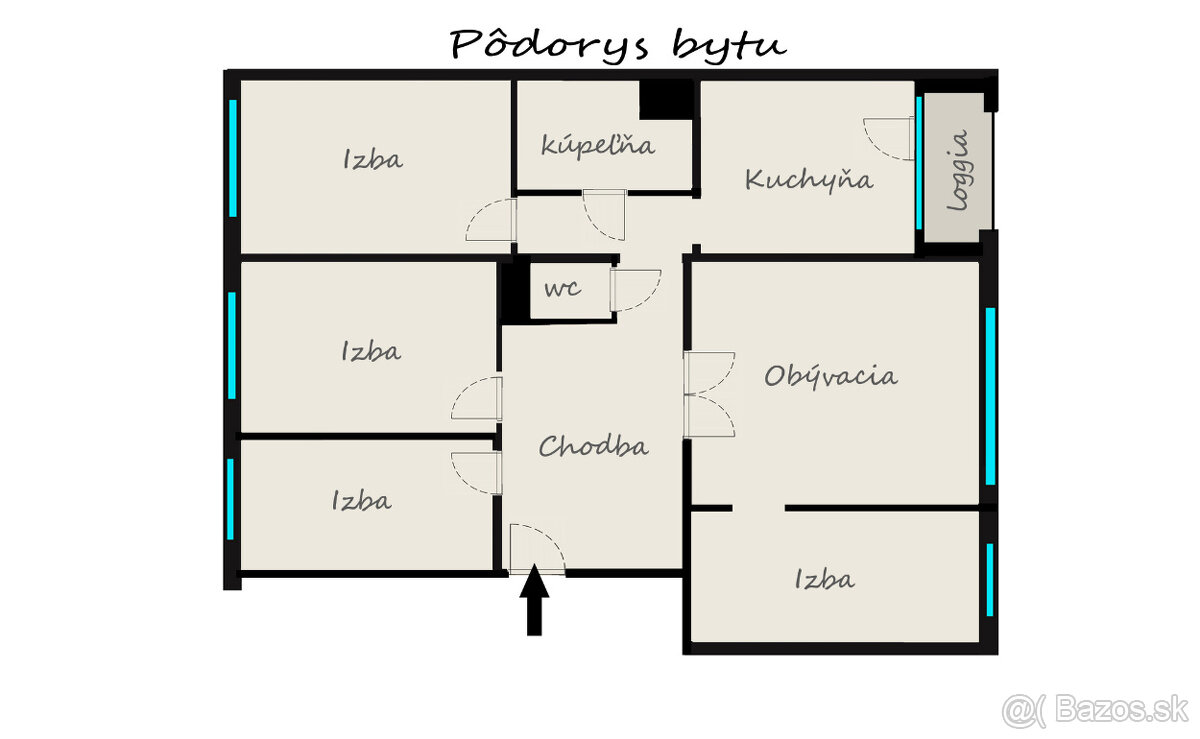 5 izbový byt BB / 97 m2 / SÁSOVÁ / STAROHORSKÁ / LOGGIA / - 12