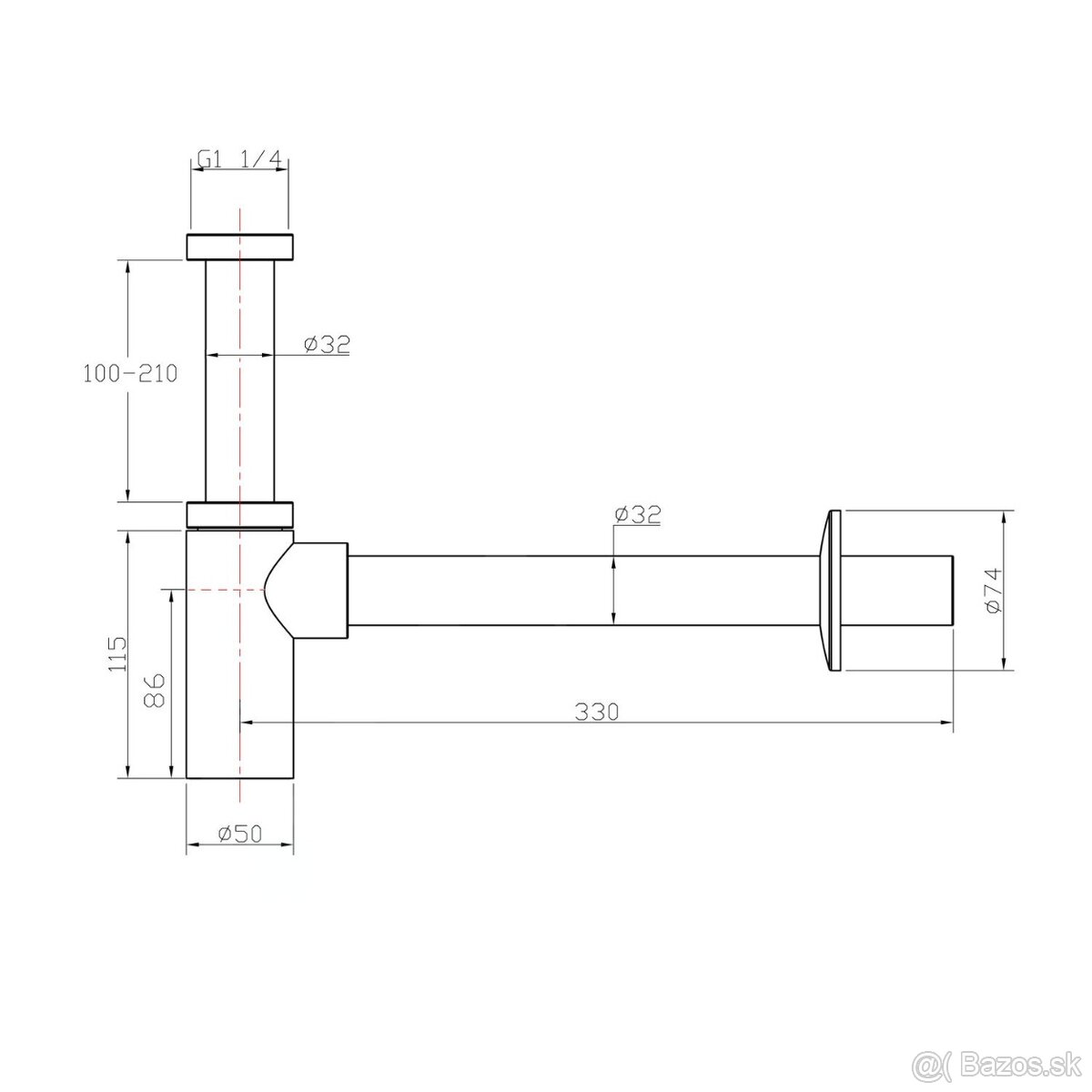 Aqualine Sifóny - Umývadlový sifón CV1003 - 12