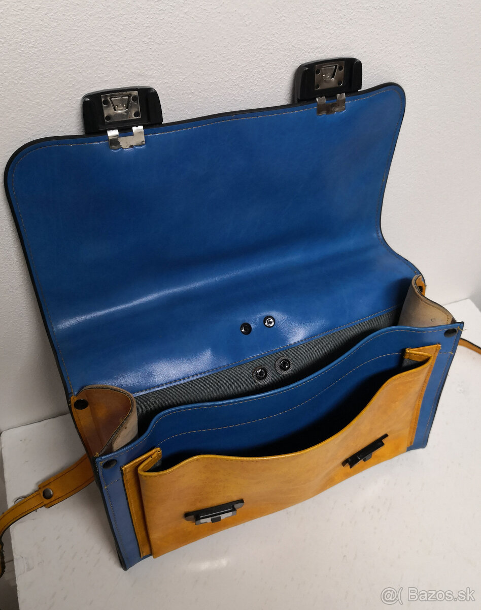 Retro školská taška s pravej kože zachovalá - 12