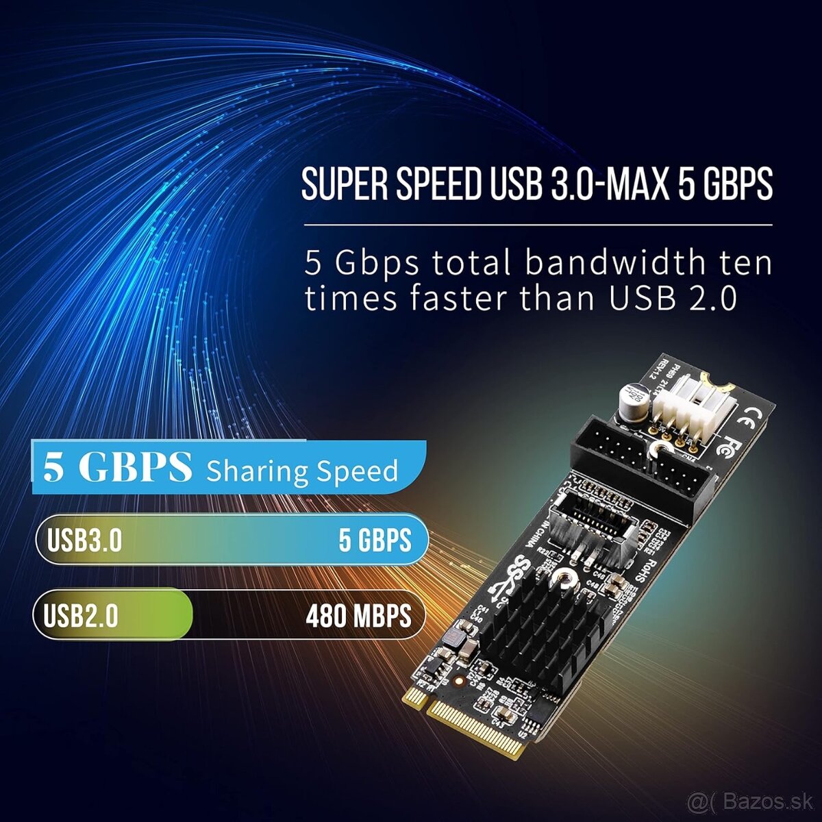 5× M.2 M‑Key to USB‑C / USB‑A interný adaptér - 12
