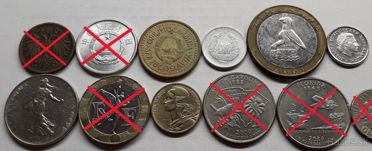 Mince - rôzne štáty - 121 kusov - 12