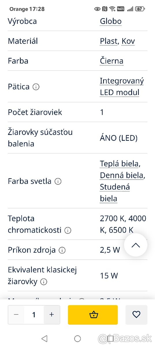 GLOBO LED lampa dotyková - 12