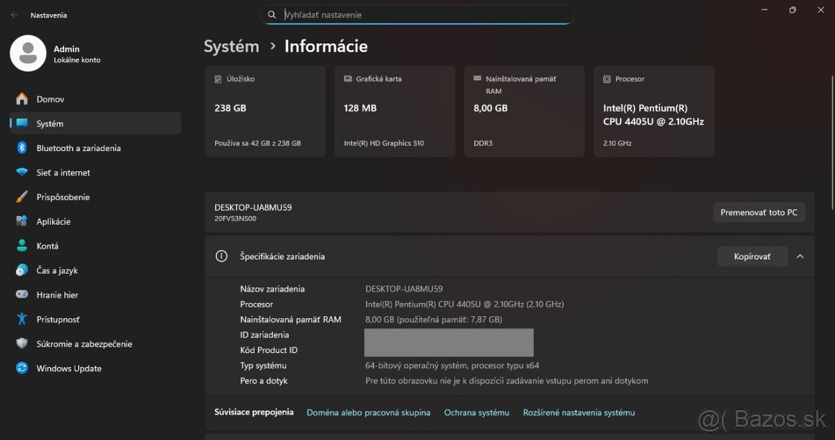 Lenovo ThinkPad L460 /Pentium 4405U/8GB RAM/HD/256GB SSD - 12