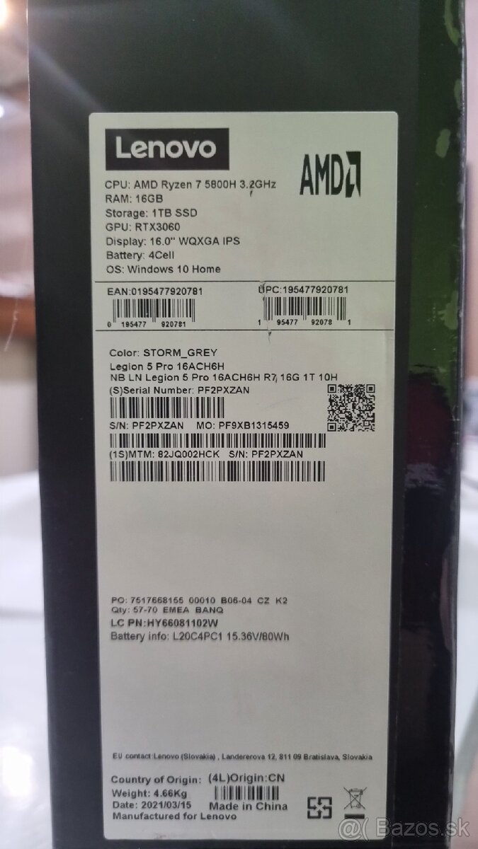 herný notebook Lenovo Legion 5 Pro 16ACH6H - 12