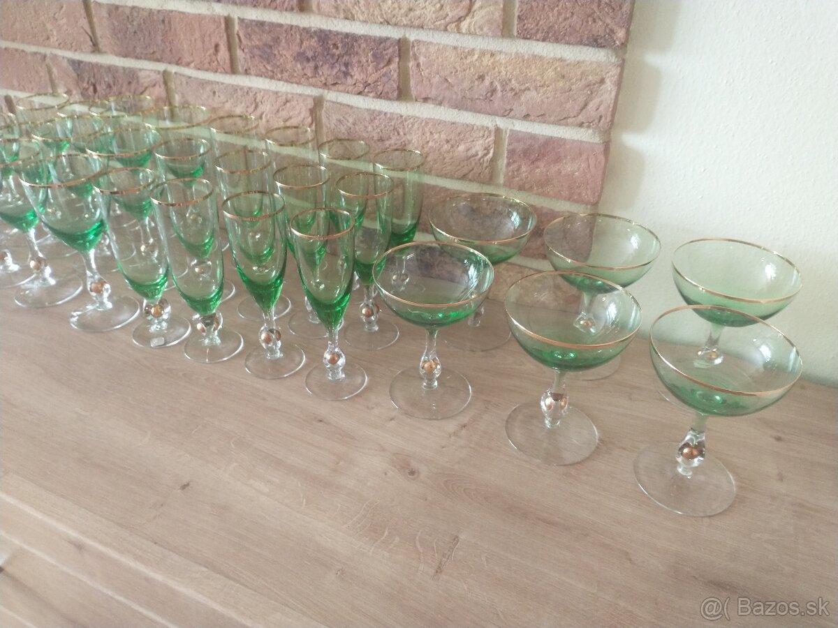 borské sklo, art deco, labute, zlatá zuzana - 12