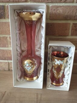 borské sklo, hutné sklo, zlatá zuzana ružová - 12