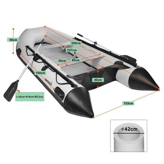NEMAXX Professional nafukovací čln 330 cm hlinková podl - 12