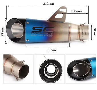 Nový  športový  ladený  Nerezový  univerzálny    moto výfuk - 12