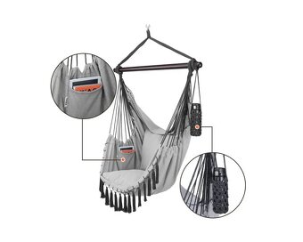 Závesné kreslo držiak vankúš taška 150kg - 3 farby - 12