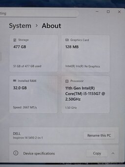 DELL Inspiron 14 5410 2-in-1, WIN 11 PRO, 32GB RAM - 12