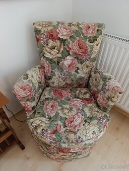 Křeslo masívní rustikální, květy, masív - 12