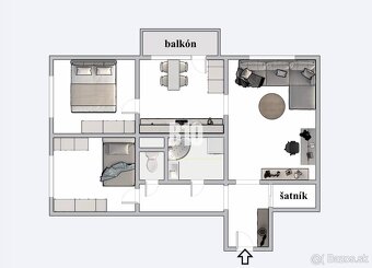Zariadený  3 izb. byt s balkónom - pri Medicínskom centre, N - 12