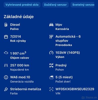 Ford S-max 2014, 2.0 TDCI 103kw, 6 AT - 12