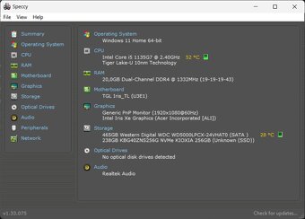 Acer Aspire A5 /Core i5-1135G7/20GB RAM/FHD/SSD+HDD/Bat ok - 12