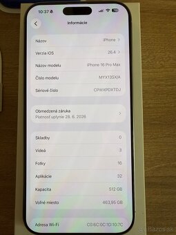 iPhone 16 Pro Max 512gb v záruke do 2027 - 12