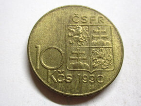 10 Kčs 1990 Masaryk, MR bez bodky - vzácne - 12