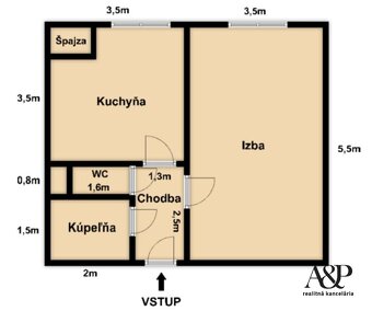 NA PREDAJ VEĽKÝ 1,5 IZB. BYT V CENTRE MESTA, 42M2, HURBANOVA - 12