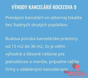Kancelárske priestory od 17m2, Koceľova ul. - 12