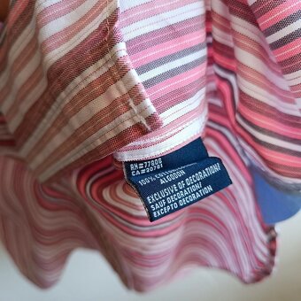 Tommy Hilfiger ružová pruhovaná košeľa s dlhým rukávom XL - 12