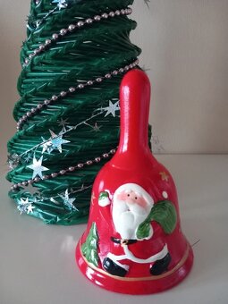 Starší vianočný zvonček, maľovaná keramika 12,5x8 cm - 12